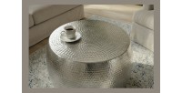 Table basse TRIANE ronde argentée 60cm vue de haut