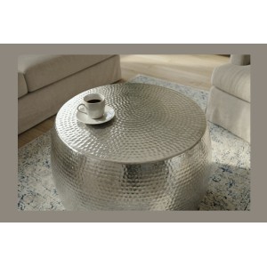 Table basse TRIANE ronde argentée 60cm vue de haut