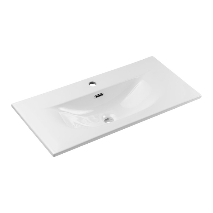 Vasque à encastrer VELOA 80 cm céramique blanc brillant faible profondeur 40 cm
