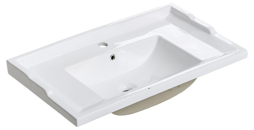 Vasque à encastrer VICTORIA 80 cm céramique blanc brillant style rétro