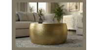 Table basse dorée TRIANE ronde 60cm vue de face rapprochée