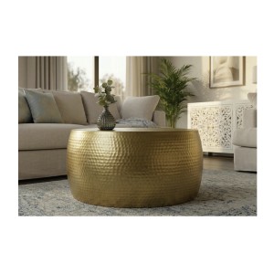 Table basse dorée TRIANE ronde 60cm vue de face rapprochée