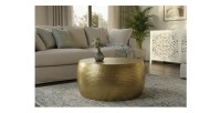 Table basse dorée TRIANE ronde 60cm vue de face