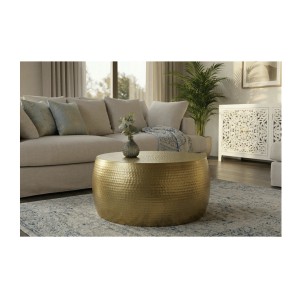 Table basse dorée TRIANE ronde 60cm vue de face