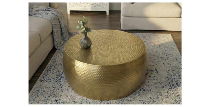 Table basse dorée TRIANE ronde 60cm vue de haut