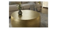 Table basse dorée TRIANE ronde 60cm vue de haut rapprochée