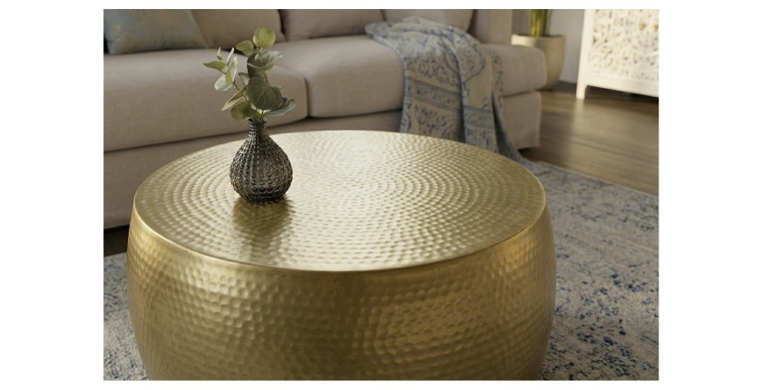 Table basse dorée TRIANE ronde 60cm vue de haut rapprochée