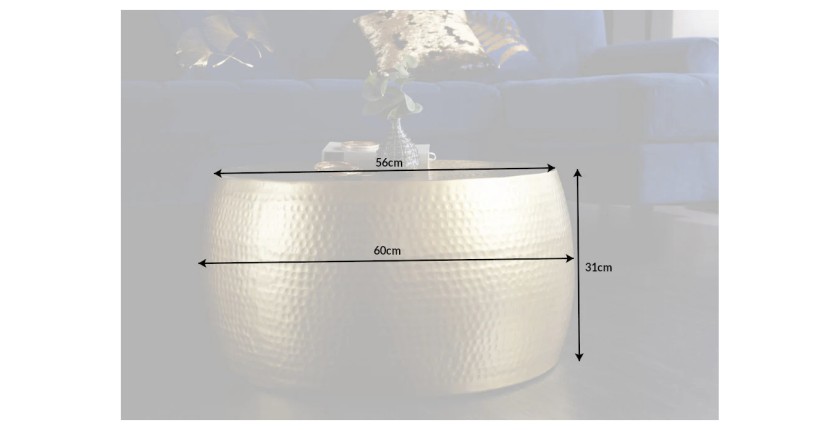 Table basse dorée TRIANE ronde 60cm dimensions