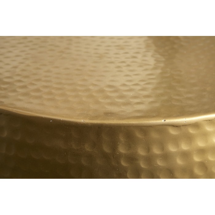 Beistelltisch TRIANE 60 cm in goldenem Aluminium – Runder Couchtisch im gehämmerten Design
