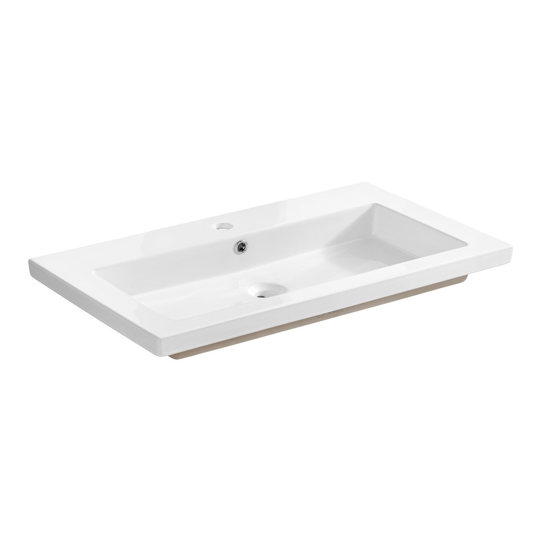 Vasque à encastrer ELIO 80 cm céramique blanc brillant design épuré