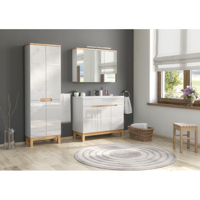 Lavabo da incasso ELIO 80 cm ceramica bianco lucido design minimalista