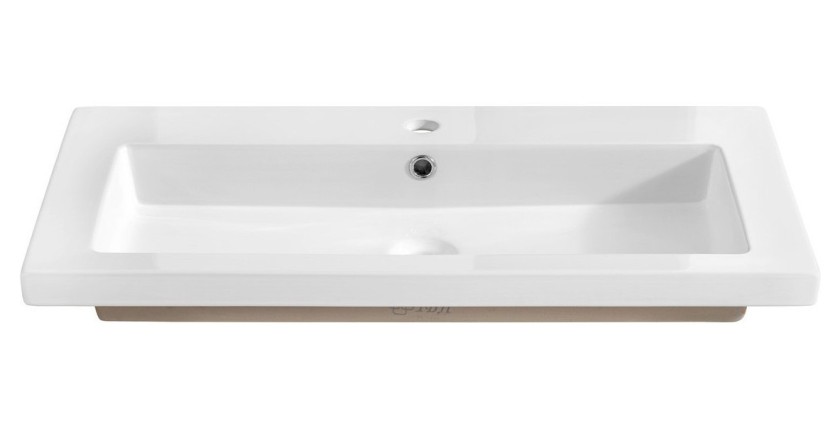 Vasque à encastrer ELIO 80 cm céramique blanc brillant design épuré