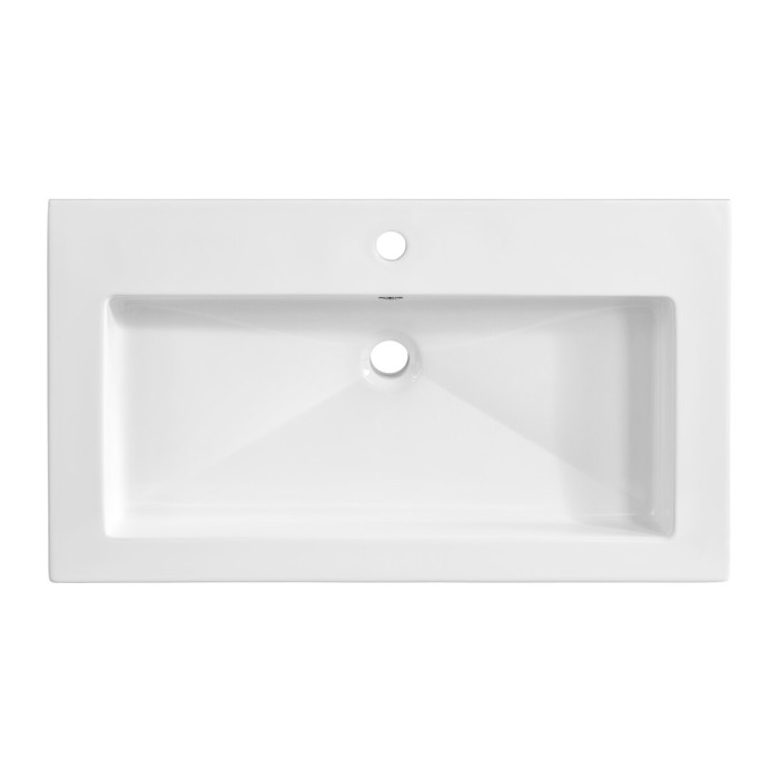 Lavabo da incasso ELIO 80 cm ceramica bianco lucido design minimalista