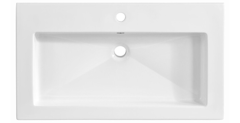 Vasque à encastrer ELIO 80 cm céramique blanc brillant design épuré