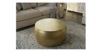 Table basse dorée TRIANE ronde 60cm mise en situation
