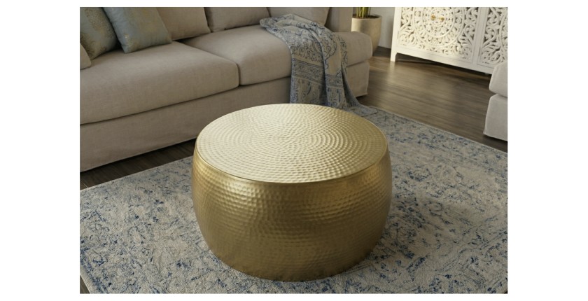 Table basse dorée TRIANE ronde 60cm mise en situation
