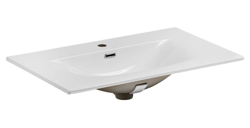 Vasque à encastrer VELOA 80 cm céramique blanc brillant design moderne