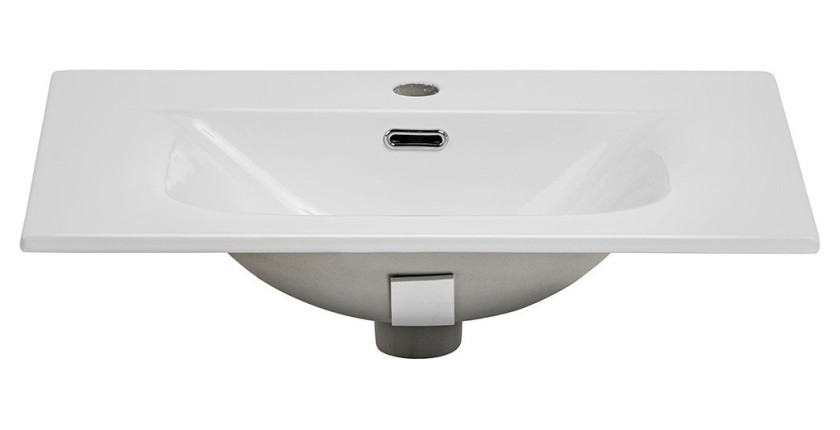 Vasque à encastrer VELOA 80 cm céramique blanc brillant design moderne