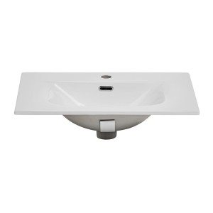 Vasque à encastrer VELOA 80 cm céramique blanc brillant design moderne