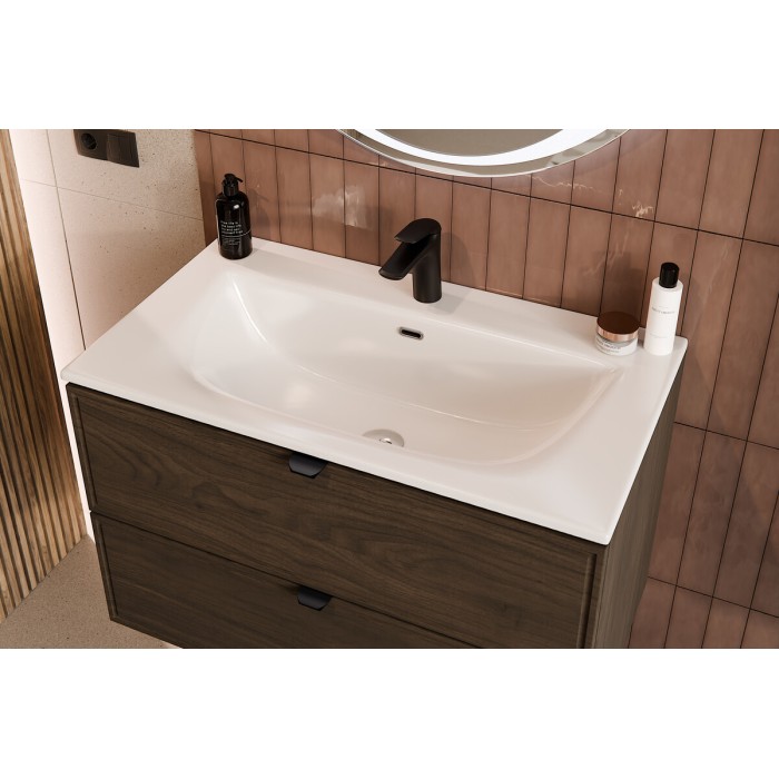 Lavabo da incasso VELOA 80 cm ceramica bianco lucido design moderno