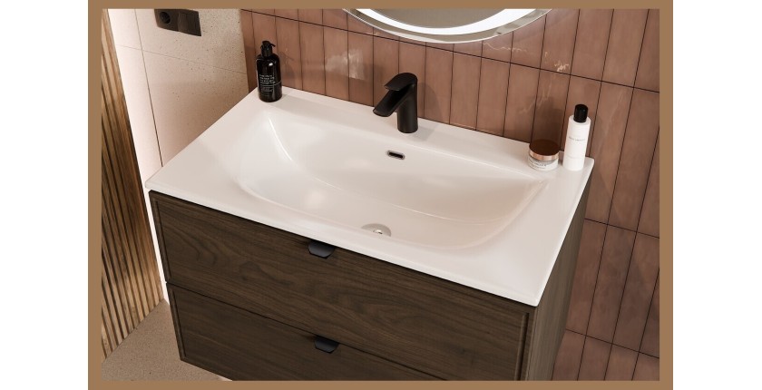 Vasque à encastrer VELOA 80 cm céramique blanc brillant design moderne