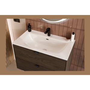 Vasque à encastrer VELOA 80 cm céramique blanc brillant design moderne