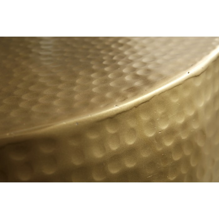 Couchtisch TRIANE 60 cm aus goldenem und blauem Aluminium – Runder Couchtisch im gehämmerten Design