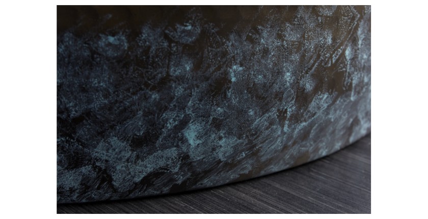 Zoom sur la texture de la partie bleue de la table basse TRIANE ronde 60cm dorée et bleue