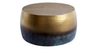 Table basse TRIANE ronde 60cm dorée et bleue