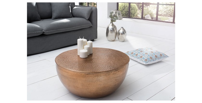 Table basse ronde TRIANE bronze 60cm vue éloignée