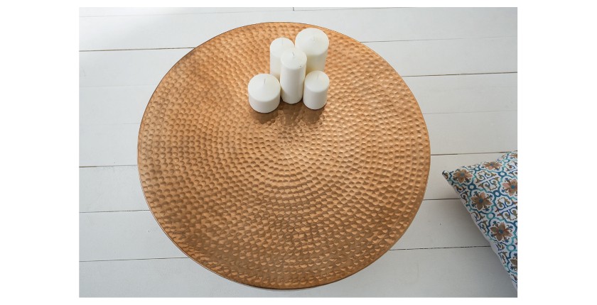 Table basse ronde TRIANE bronze 60cm vue de haut