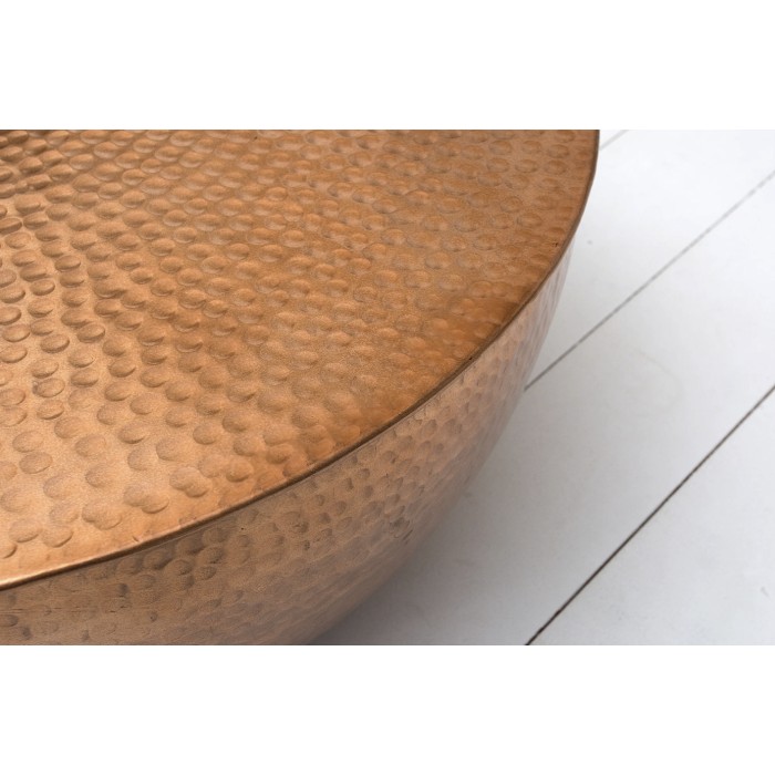 Lage tafel TRIANE 60 cm in gehamerd brons aluminium - Ronde design salontafel
