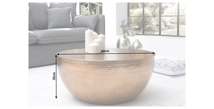 Table basse ronde TRIANE bronze 60cm dimensions