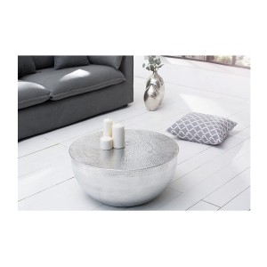 Table basse TRIANE ronde 60cm argentée vue éloignée