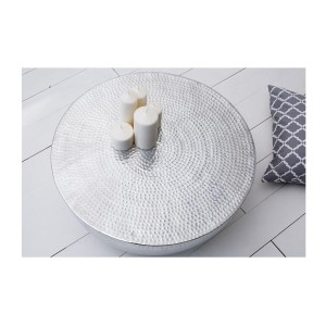 Table basse TRIANE ronde 60cm argentée vue de haut