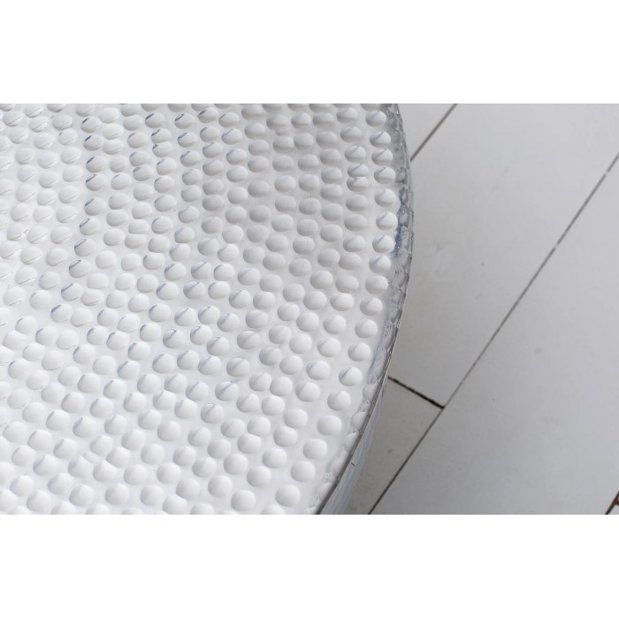 Lage tafel TRIANE 60 cm in gehamerd zilver aluminium - Ronde design salontafel