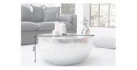 Table basse TRIANE ronde 60cm argentée dimensions