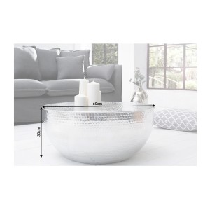 Table basse TRIANE ronde 60cm argentée dimensions