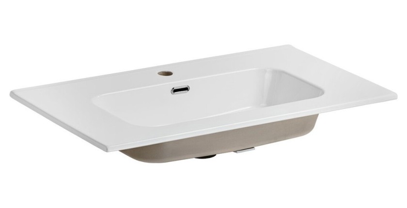 Vasque à encastrer ESSEN 80 cm céramique blanc brillant design moderne