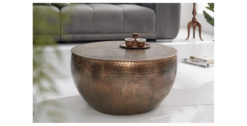Table basse TRIANE ronde 60cm cuivre vue de face