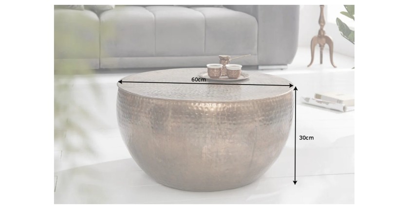 Table basse TRIANE ronde 60cm cuivre dimensions