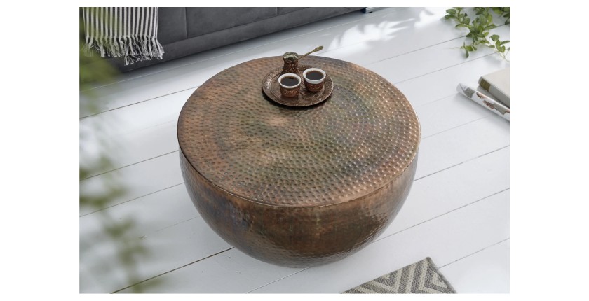 Table basse TRIANE ronde 60cm cuivre vue de haut