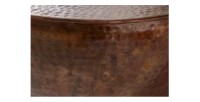 Zoom sur la jonction entre la structure et le plateau de la table basse TRIANE ronde 60cm cuivre