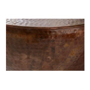 Zoom sur la jonction entre la structure et le plateau de la table basse TRIANE ronde 60cm cuivre