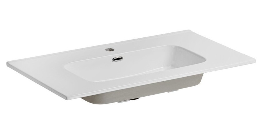 Vasque à encastrer ESSEN 90 cm céramique blanc brillant design moderne