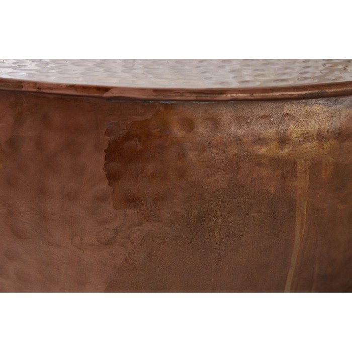 Lage tafel TRIANE 60 cm in gehamerd koperen aluminium - Rond design salontafel