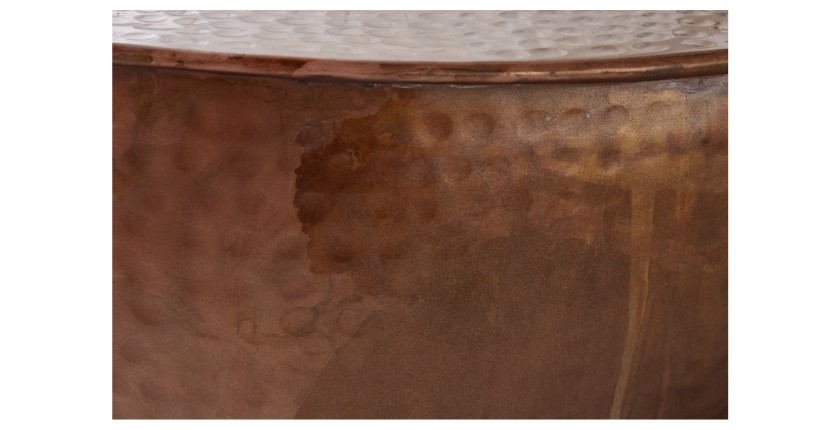 Zoom sur la matière de la structure de la table basse TRIANE ronde 60cm cuivre