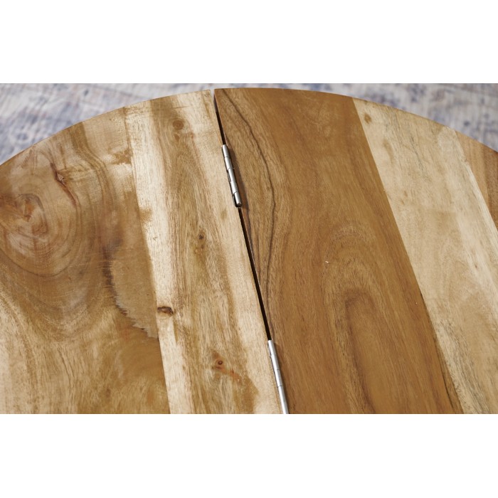 Lage tafel TRIANE 60 cm met opbergruimte - Blad van acaciahout en structuur van gehamerd koper aluminium