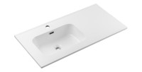 Vasque à encastrer ESSEN 90 cm cuve déportée gauche céramique blanc brillant