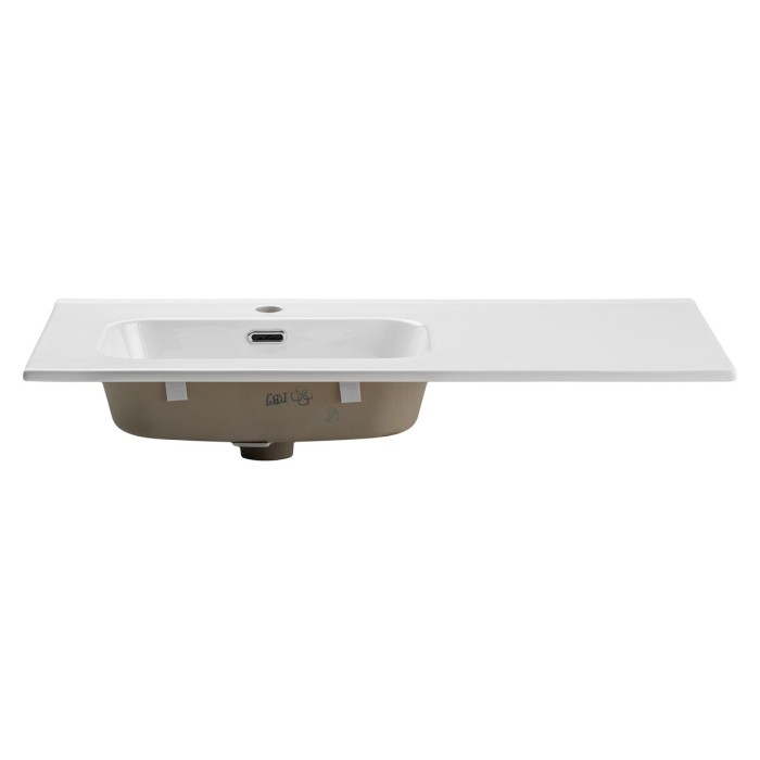Lavabo da incasso ESSEN 90 cm con vasca spostata a sinistra in ceramica bianco brillante